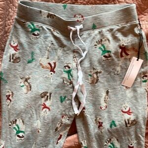 Soft jersey winter pajama pants with woodland creatures pattern